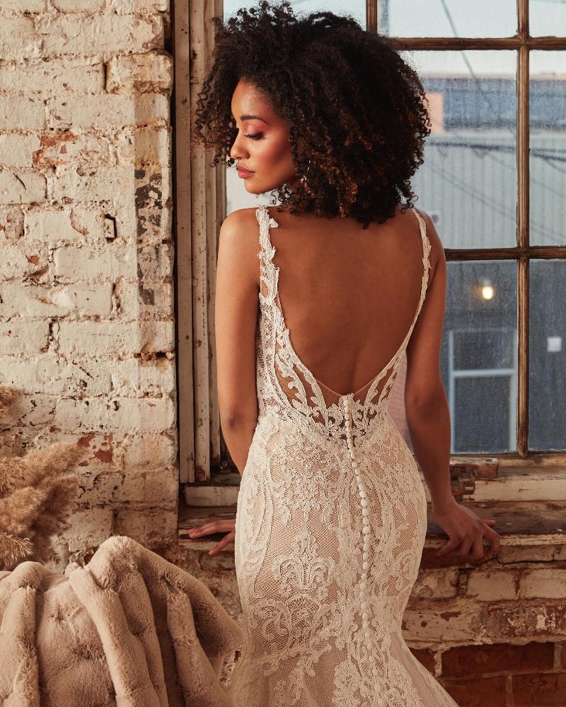 La21238 lace mermaid wedding dress with open back and tank straps4
